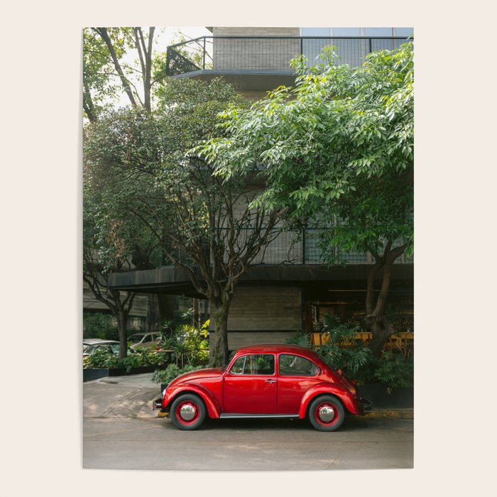 Red Classic Car in Mexico City | Travel Photography Poster Gallery Image 1
