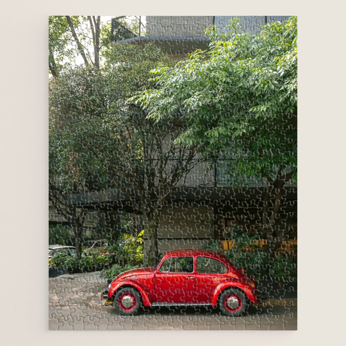 Red Classic Car in Mexico City | Travel Photography Jigsaw Puzzle Gallery Image 1