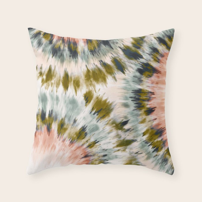 Mosaic tie dye 45B Throw Pillow Gallery Image 1