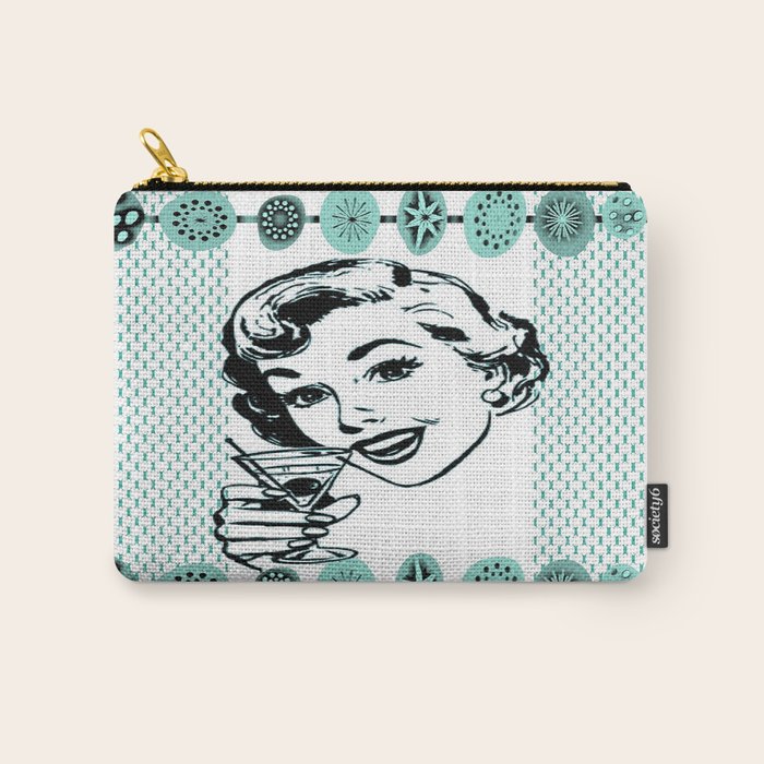 Mid-Century Modern Art Cocktail Teal Carry All Pouch Gallery Image 1