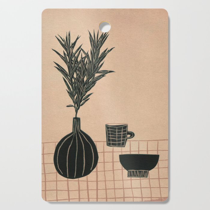 Still Life with a Vase, Bowl, and a Cup of Tea Cutting Board Gallery Image 1
