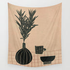 Still Life with a Vase, Bowl, and a Cup of Tea Wall Tapestry Gallery Image 4