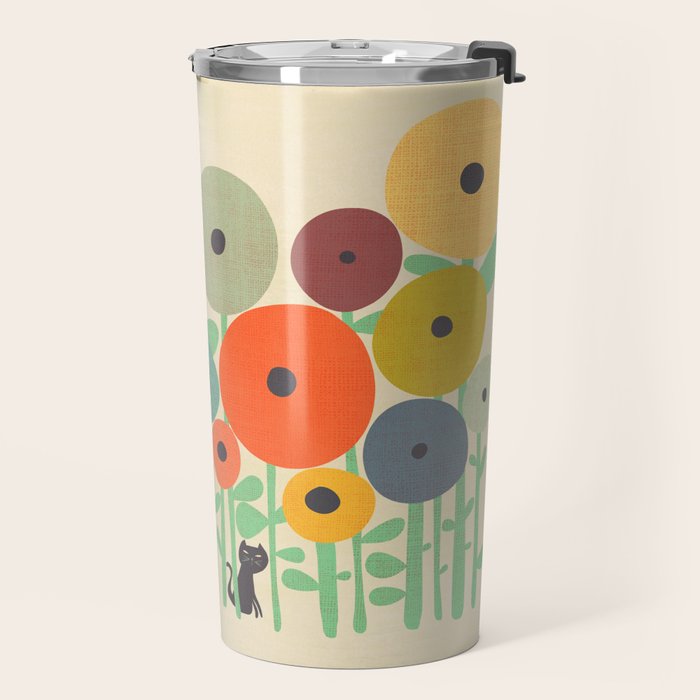Cat in flower garden Travel Mug Gallery Image 2