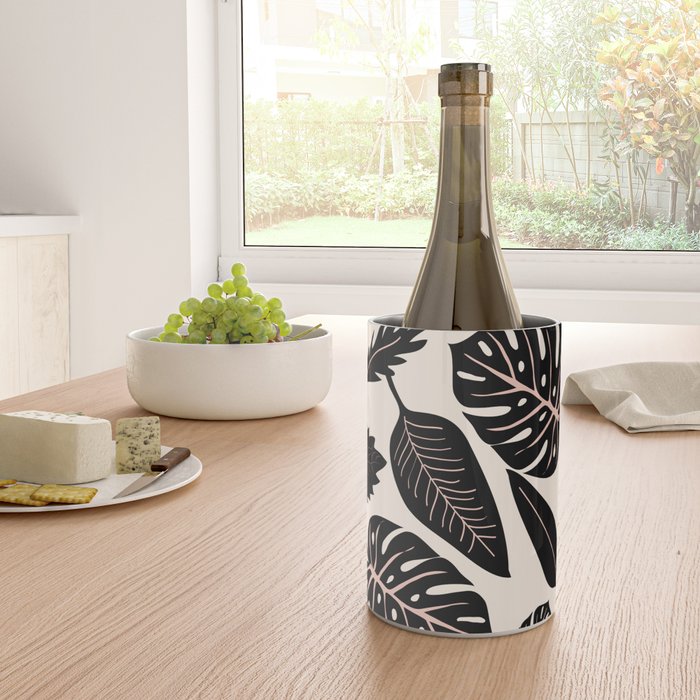 Monstera leaves Black and beige Wine Chiller Gallery Image 4