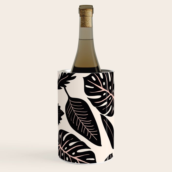 Monstera leaves Black and beige Wine Chiller Gallery Image 1