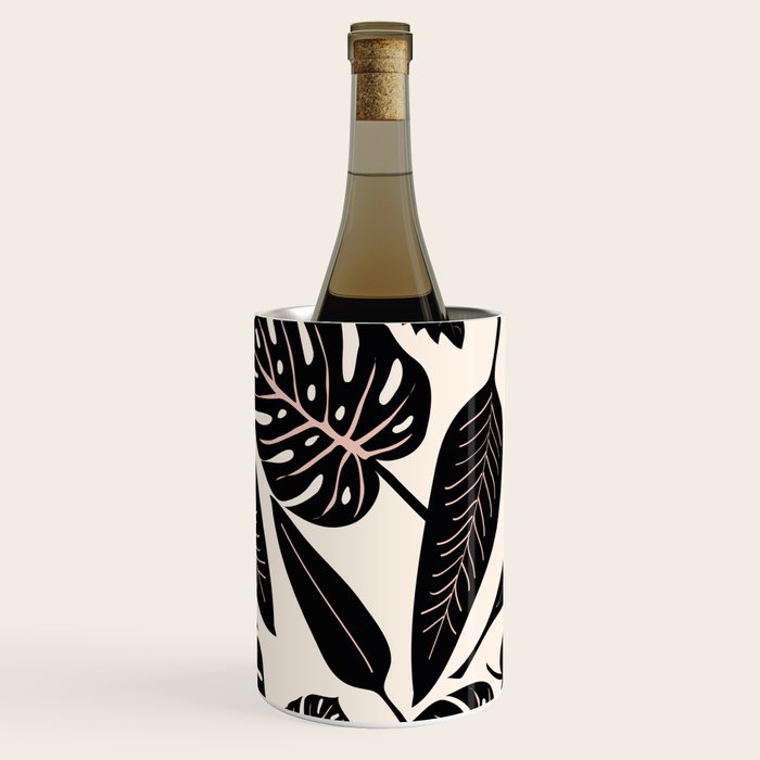 Monstera leaves Black and beige Wine Chiller Gallery Image 3