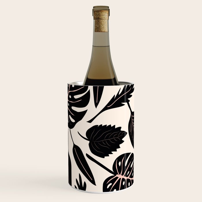 Monstera leaves Black and beige Wine Chiller Gallery Image 2