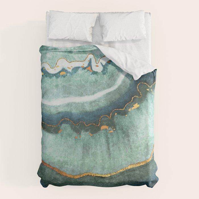 Gold Turquoise Agate Duvet Cover Gallery Image 1