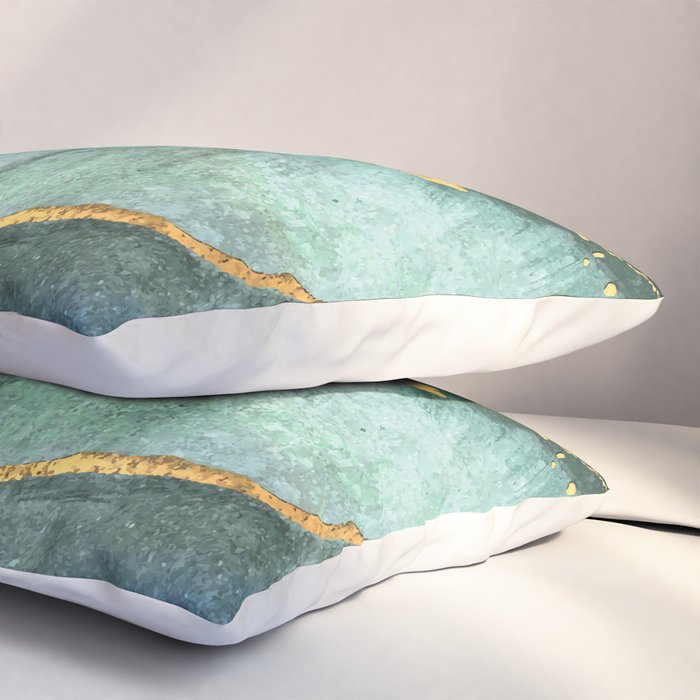 Gold Turquoise Agate Pillow Sham Gallery Image 3