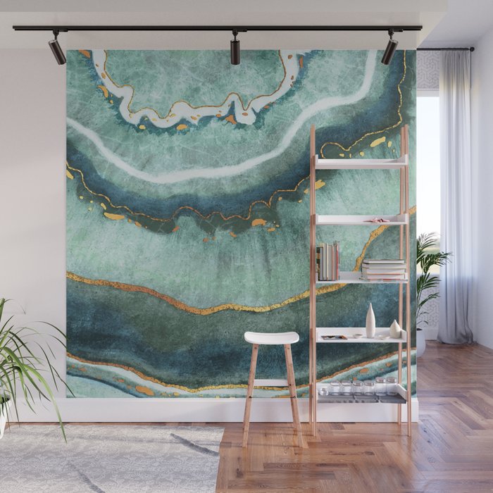 Gold Turquoise Agate Wall Mural Gallery Image 1