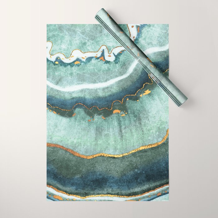 Gold Turquoise Agate Wrapping Paper Gallery Image 1