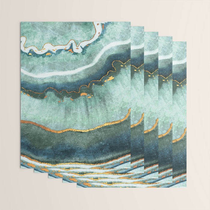Gold Turquoise Agate Wrapping Paper Gallery Image 3