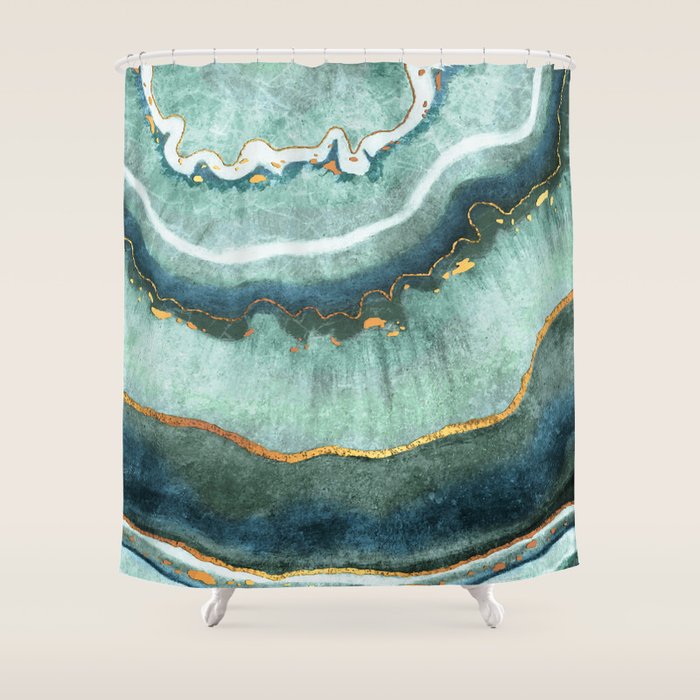 Gold Turquoise Agate Shower Curtain Gallery Image 1