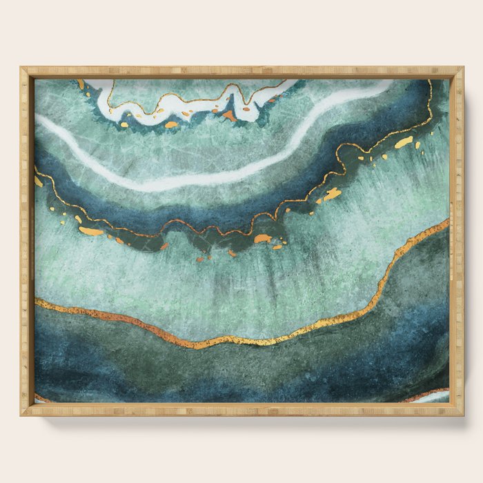 Gold Turquoise Agate Serving Tray Gallery Image 1