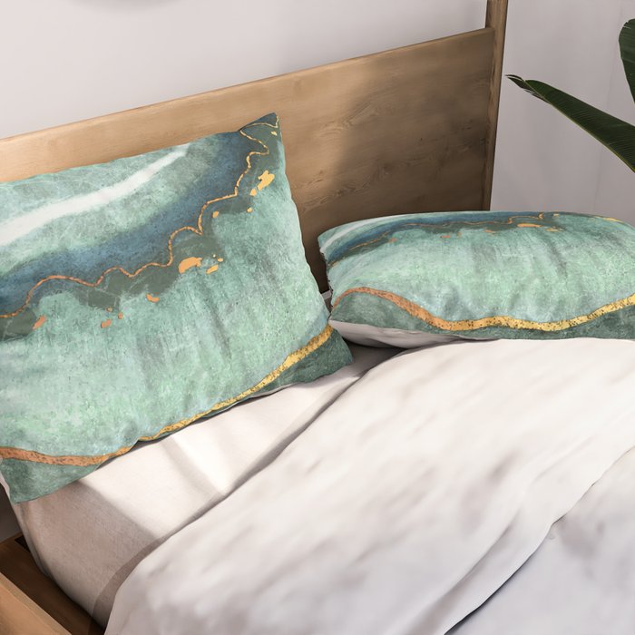 Gold Turquoise Agate Pillow Sham Gallery Image 2