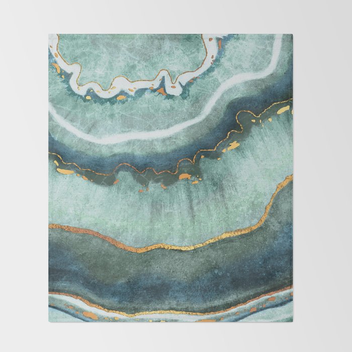 Gold Turquoise Agate Throw Blanket Gallery Image 2