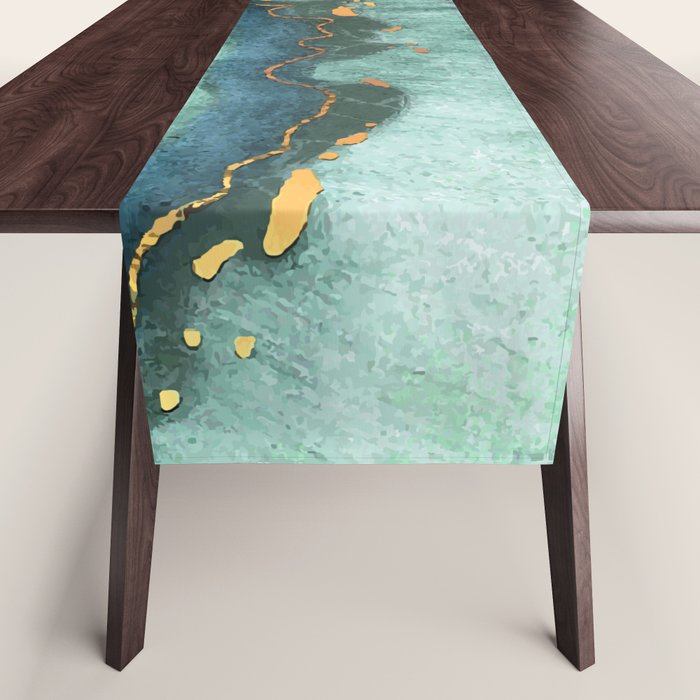 Gold Turquoise Agate Table Runner Gallery Image 1