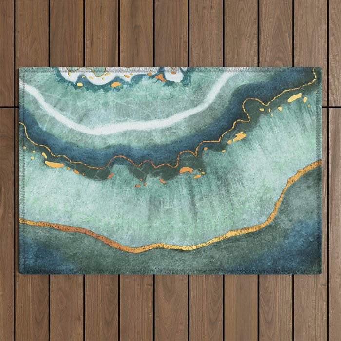 Gold Turquoise Agate Outdoor Rug Gallery Image 1