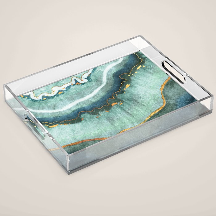 Gold Turquoise Agate Acrylic Tray Gallery Image 1