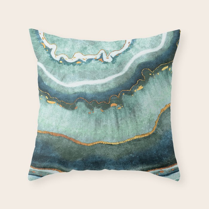 Gold Turquoise Agate Throw Pillow Gallery Image 1
