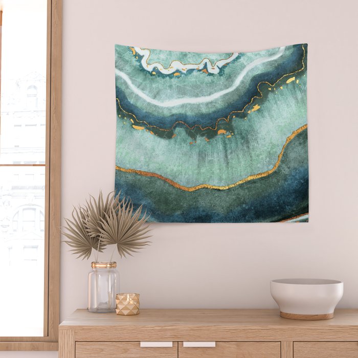 Gold Turquoise Agate Wall Tapestry Gallery Image 2