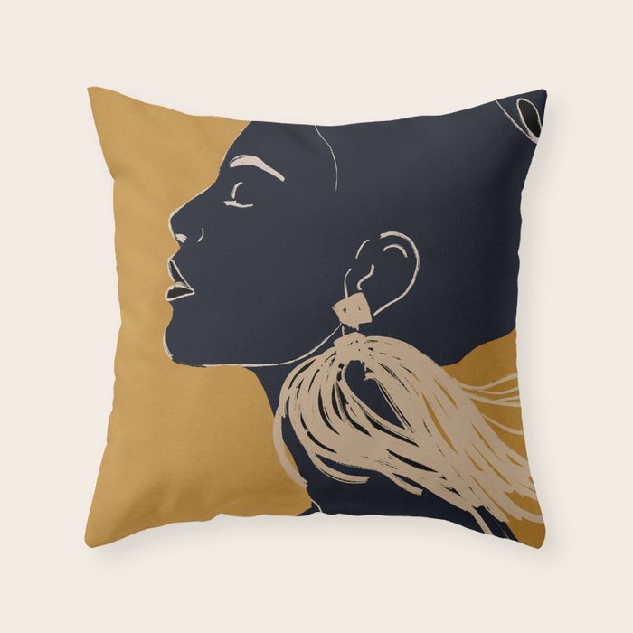 Minimal Abstract Art Woman Portrait 3 Throw Pillow Gallery Image 6