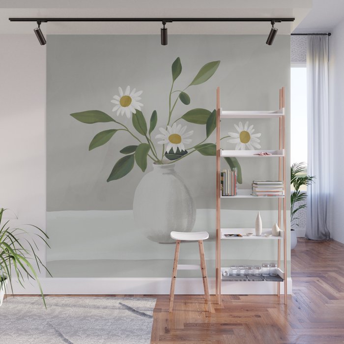 Minimalist Daisy Flowers Wall Mural Gallery Image 1