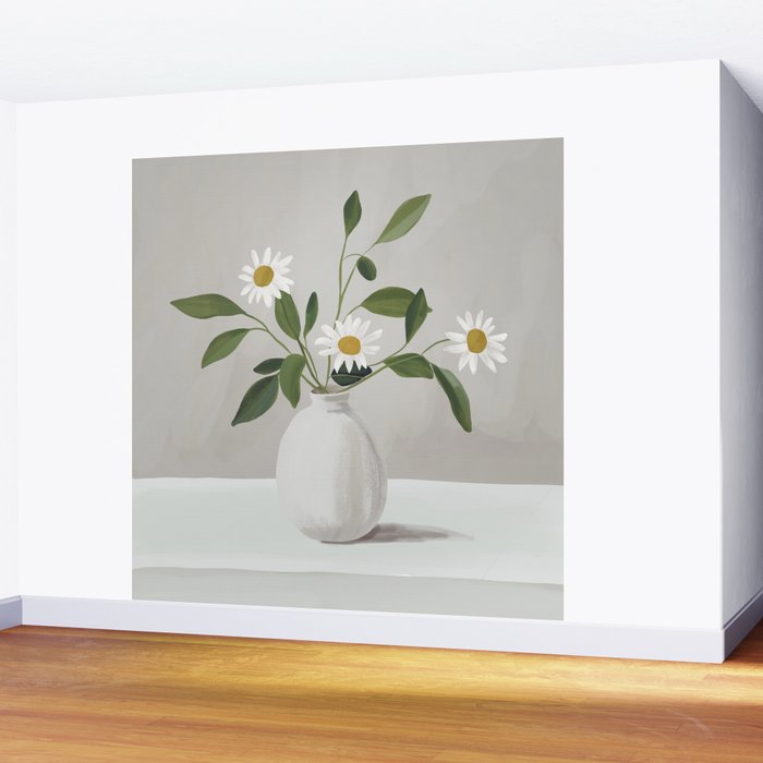 Minimalist Daisy Flowers Wall Mural Gallery Image 2