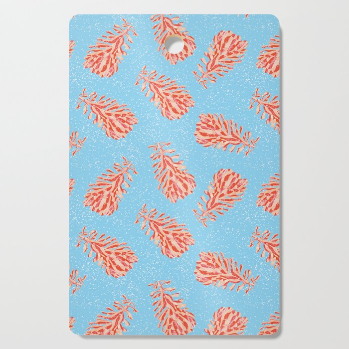 Dancing Pinecones in Light Blue & Red Cutting Board Gallery Image 1
