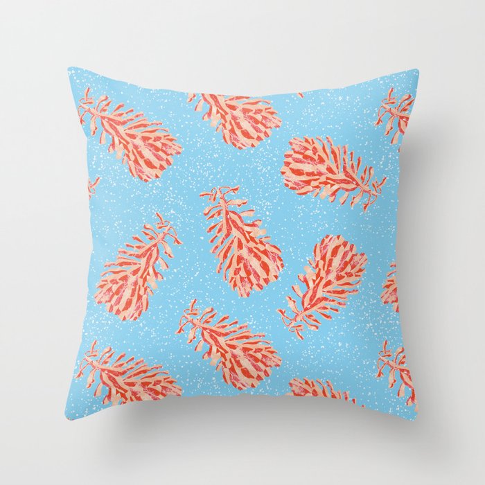 Dancing Pinecones in Light Blue & Red Throw Pillow Gallery Image 6