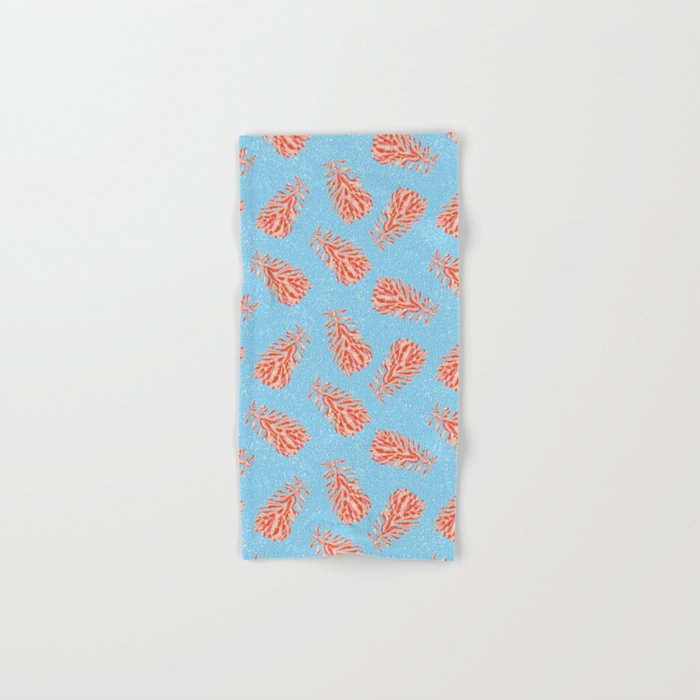 Dancing Pinecones in Light Blue & Red Bath Towel Gallery Image 1