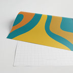 Modern Retro Liquid Swirl Abstract Pattern in Moroccan Teal Blue, Mustard, and Orange Wrapping Paper Gallery Image 2