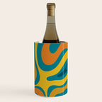 Modern Retro Liquid Swirl Abstract Pattern in Moroccan Teal Blue, Mustard, and Orange Wine Chiller Gallery Image 3