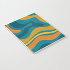 Modern Retro Liquid Swirl Abstract Pattern in Moroccan Teal Blue, Mustard, and Orange Notebook Gallery Image 3