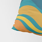 Modern Retro Liquid Swirl Abstract Pattern in Moroccan Teal Blue, Mustard, and Orange Pillow Sham Gallery Image 4