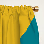 Modern Retro Liquid Swirl Abstract Pattern in Moroccan Teal Blue, Mustard, and Orange Window Curtain Gallery Image 2