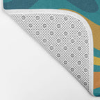 Modern Retro Liquid Swirl Abstract Pattern in Moroccan Teal Blue, Mustard, and Orange Bath Mat Gallery Image 2
