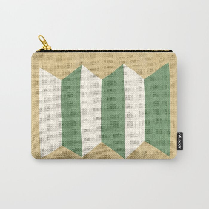 Geometric Vase - Green on Beige Carry All Pouch Gallery Image 1