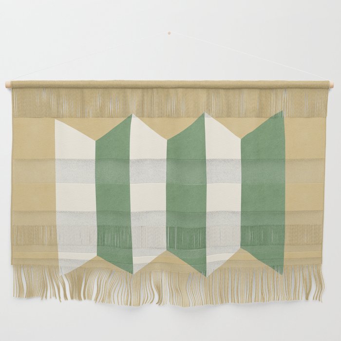 Geometric Vase - Green on Beige Wall Hanging Gallery Image 1
