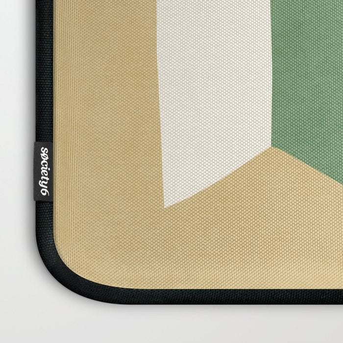 Geometric Vase - Green on Beige Laptop Sleeve Gallery Image 3