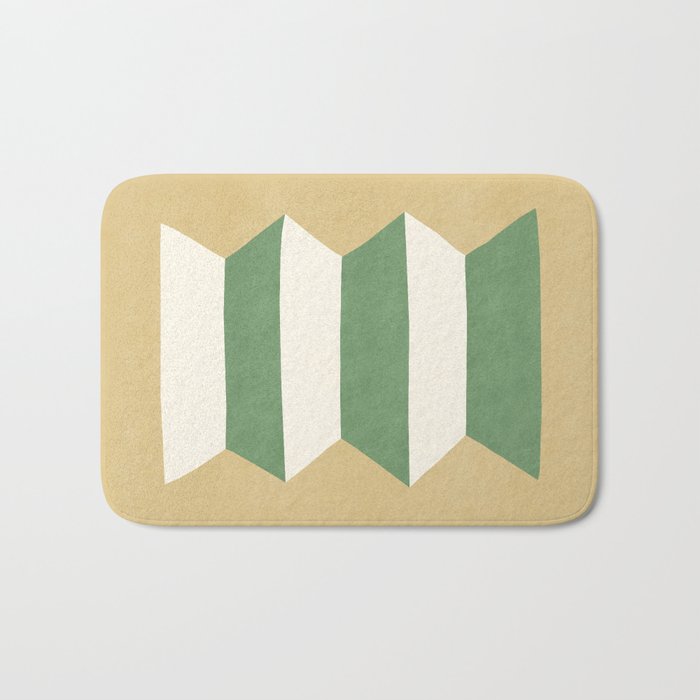Geometric Vase - Green on Beige Bath Mat Gallery Image 1