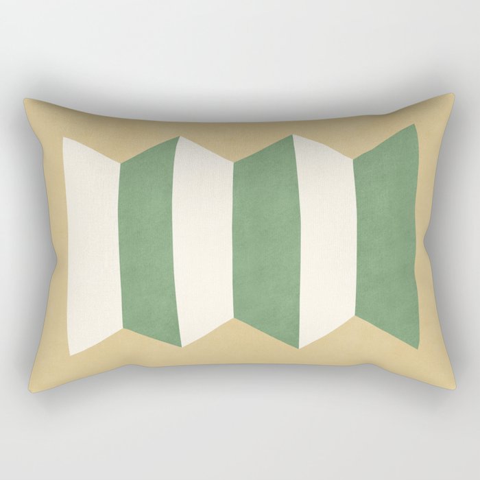 Geometric Vase - Green on Beige Rectangular Pillow Gallery Image 1
