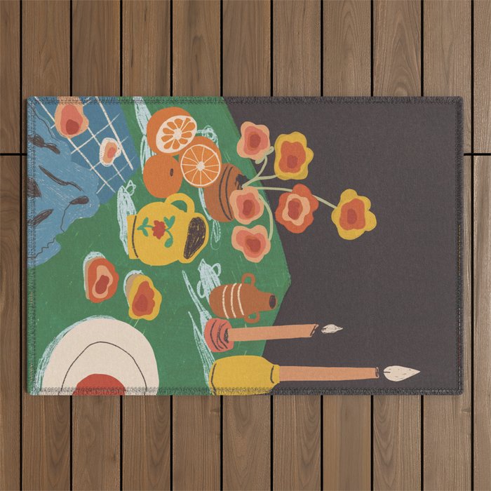 Green table Outdoor Rug Gallery Image 1