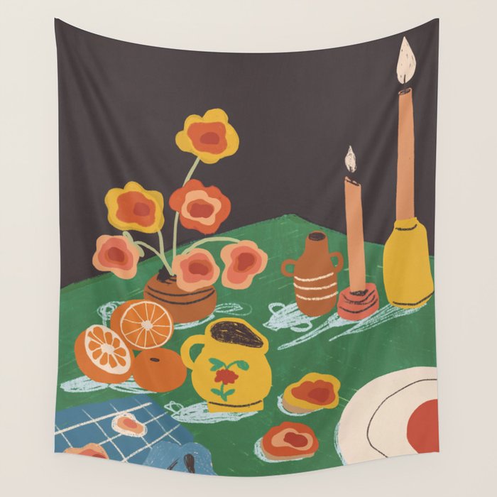 Green table Wall Tapestry Gallery Image 4