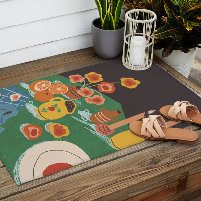 Green table Outdoor Rug Gallery Image 2