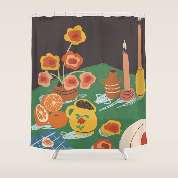 Green table Shower Curtain Gallery Image 1