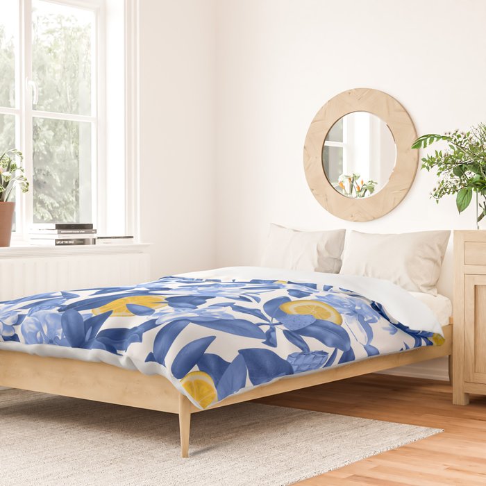 Porcelain Magnolias Flowers and Lemons Duvet Cover Gallery Image 2