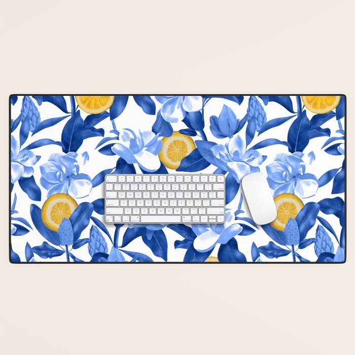 Porcelain Magnolias Flowers and Lemons Desk Mat Gallery Image 1