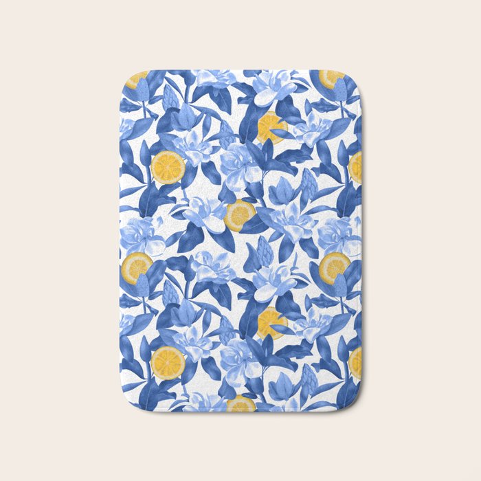 Porcelain Magnolias Flowers and Lemons Bath Mat Gallery Image 1