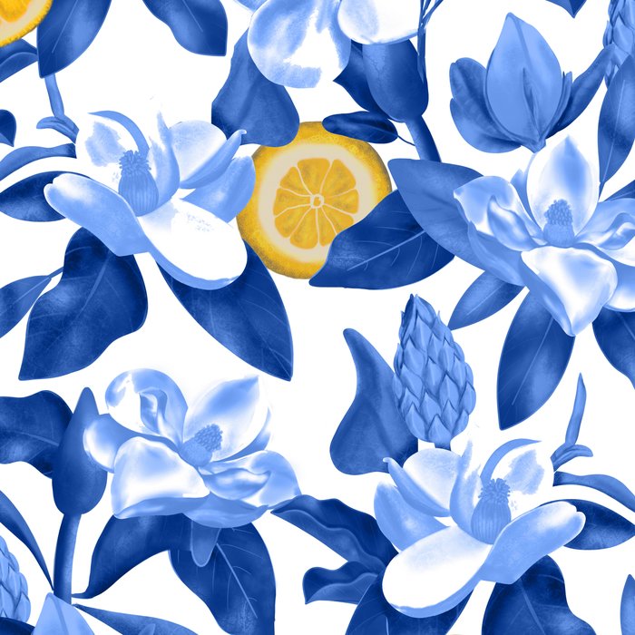 Porcelain Magnolias Flowers and Lemons Coffee Mug Gallery Image 2